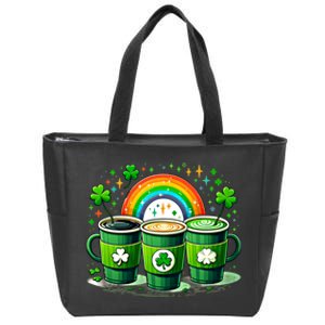 Coffee Nurse St PatrickS Day Shamrock Rainbow Rn Icu Er Gift Zip Tote Bag