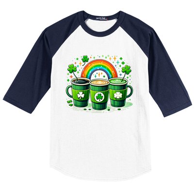 Coffee Nurse St PatrickS Day Shamrock Rainbow Rn Icu Er Gift Baseball Sleeve Shirt