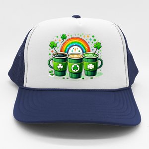 Coffee Nurse St PatrickS Day Shamrock Rainbow Rn Icu Er Gift Trucker Hat