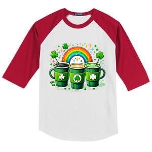 Coffee Nurse St PatrickS Day Shamrock Rainbow Rn Icu Er Gift Kids Colorblock Raglan Jersey