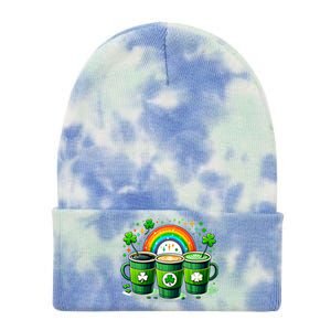 Coffee Nurse St PatrickS Day Shamrock Rainbow Rn Icu Er Gift Tie Dye 12in Knit Beanie