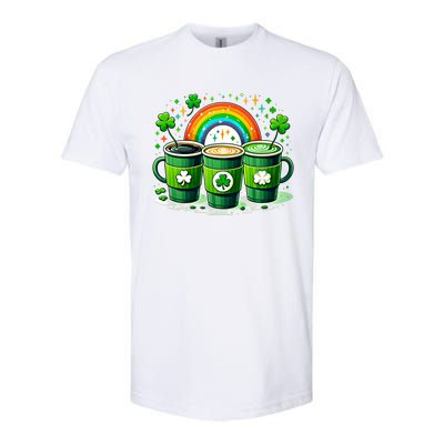 Coffee Nurse St PatrickS Day Shamrock Rainbow Rn Icu Er Gift Softstyle CVC T-Shirt