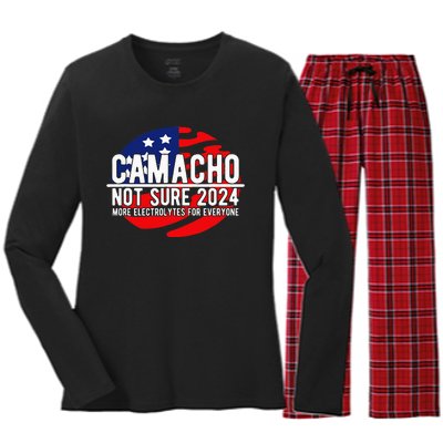 Camacho Not Sure For President 2024 Usa Women's Long Sleeve Flannel Pajama Set 