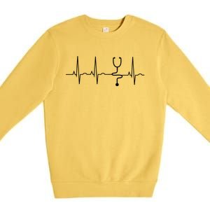 Cool Nursing Stethoscope Heartbeat Ekg Medical Doctor Nurse Premium Crewneck Sweatshirt