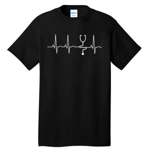 Cool Nursing Stethoscope Heartbeat Ekg Medical Doctor Nurse Tall T-Shirt