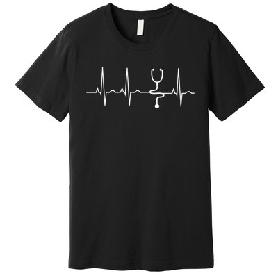 Cool Nursing Stethoscope Heartbeat Ekg Medical Doctor Nurse Premium T-Shirt