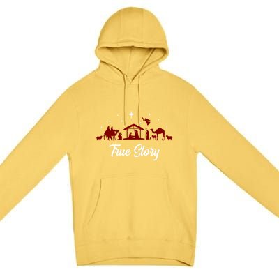 Christmas Nativity Scene True Story Religious Christian Premium Pullover Hoodie