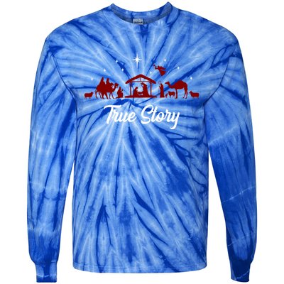 Christmas Nativity Scene True Story Religious Christian Tie-Dye Long Sleeve Shirt