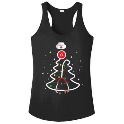 Christmas Nurse Stethoscope Christmas Tree Nurse Gift Ladies PosiCharge Competitor Racerback Tank