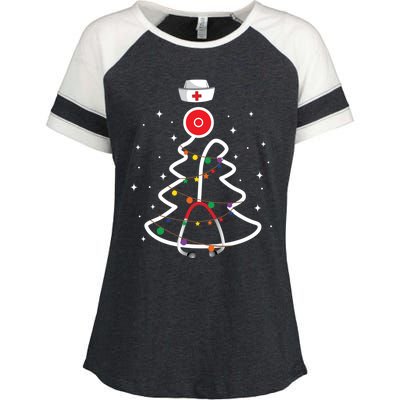 Christmas Nurse Stethoscope Christmas Tree Nurse Gift Enza Ladies Jersey Colorblock Tee