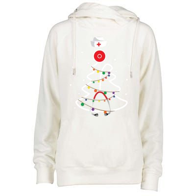 Christmas Nurse Stethoscope Christmas Tree Nurse Gift Womens Funnel Neck Pullover Hood