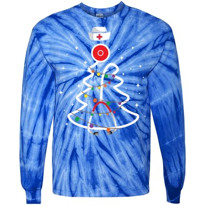 Christmas Nurse Stethoscope Christmas Tree Nurse Gift Tie-Dye Long Sleeve Shirt