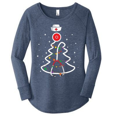 Christmas Nurse Stethoscope Christmas Tree Nurse Gift Women's Perfect Tri Tunic Long Sleeve Shirt