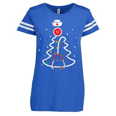 Christmas Nurse Stethoscope Christmas Tree Nurse Gift Enza Ladies Jersey Football T-Shirt