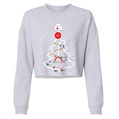 Christmas Nurse Stethoscope Christmas Tree Nurse Gift Cropped Pullover Crew