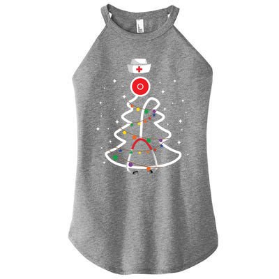 Christmas Nurse Stethoscope Christmas Tree Nurse Gift Women's Perfect Tri Rocker Tank