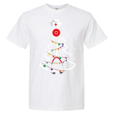 Christmas Nurse Stethoscope Christmas Tree Nurse Gift Garment-Dyed Heavyweight T-Shirt