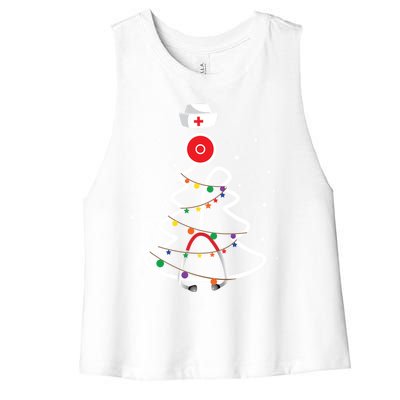 Christmas Nurse Stethoscope Christmas Tree Nurse Gift Women's Racerback Cropped Tank