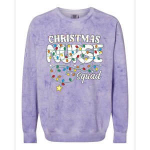 Christmas Nurse Squad Party Cute Nursing Np Rn Xmas Lights Gift Colorblast Crewneck Sweatshirt