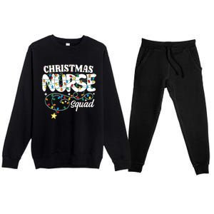 Christmas Nurse Squad Party Cute Nursing Np Rn Xmas Lights Gift Premium Crewneck Sweatsuit Set