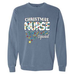 Christmas Nurse Squad Party Cute Nursing Np Rn Xmas Lights Gift Garment-Dyed Sweatshirt