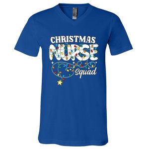 Christmas Nurse Squad Party Cute Nursing Np Rn Xmas Lights Gift V-Neck T-Shirt