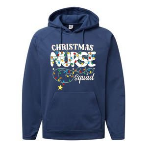 Christmas Nurse Squad Party Cute Nursing Np Rn Xmas Lights Gift Performance Fleece Hoodie