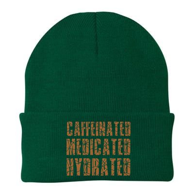 Cool Nurse Teacher Say Caffeinated Medicated Hydrated Funny Knit Cap Winter Beanie