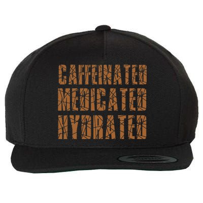 Cool Nurse Teacher Say Caffeinated Medicated Hydrated Funny Wool Snapback Cap