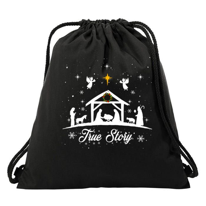 Christmas Nativity True Story Nativity Scene Gifts Drawstring Bag