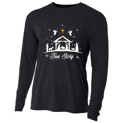 Christmas Nativity True Story Nativity Scene Gifts Cooling Performance Long Sleeve Crew