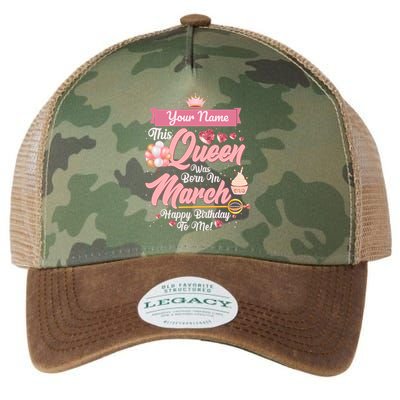 Please Delete! Custom Name This Queen Was Born In March Happy Birthday To Me Legacy Tie Dye Trucker Hat