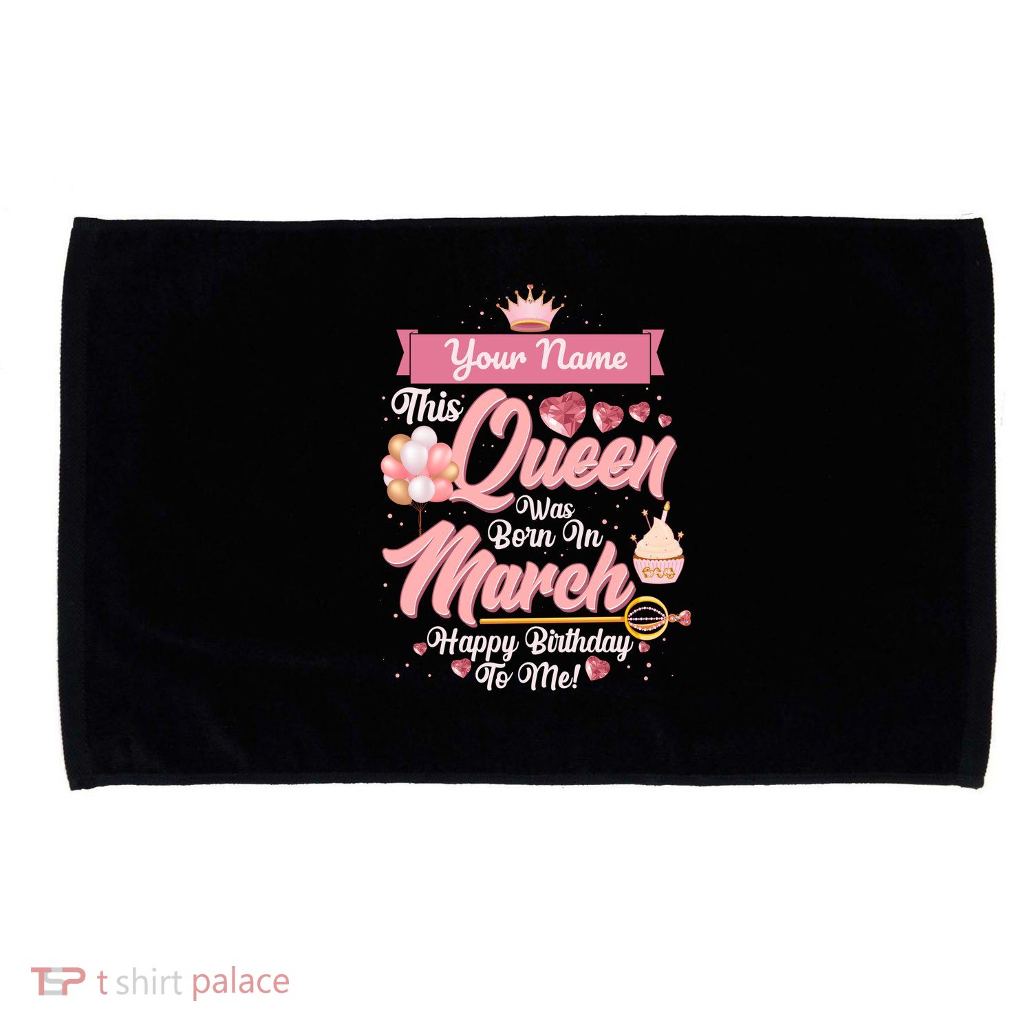 Please Delete! Custom Name This Queen Was Born In March Happy Birthday To Me Microfiber Hand Towel