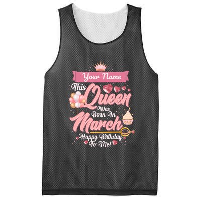 Please Delete! Custom Name This Queen Was Born In March Happy Birthday To Me Mesh Reversible Basketball Jersey Tank