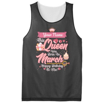 Please Delete! Custom Name This Queen Was Born In March Happy Birthday To Me Mesh Reversible Basketball Jersey Tank