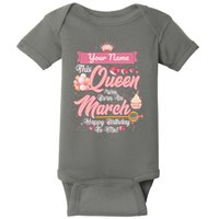 Please Delete! Custom Name This Queen Was Born In March Happy Birthday To Me Baby Bodysuit
