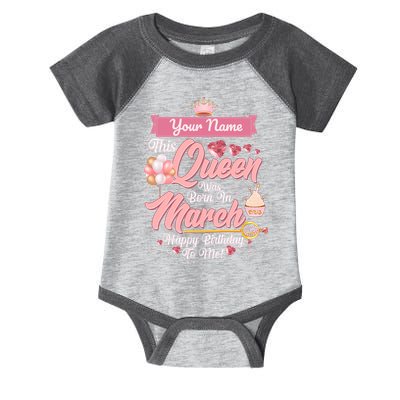 Please Delete! Custom Name This Queen Was Born In March Happy Birthday To Me Infant Baby Jersey Bodysuit