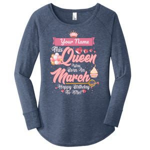 Please Delete! Custom Name This Queen Was Born In March Happy Birthday To Me Women's Perfect Tri Tunic Long Sleeve Shirt