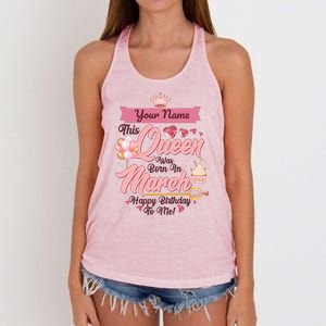 Please Delete! Custom Name This Queen Was Born In March Happy Birthday To Me Women's Knotted Racerback Tank