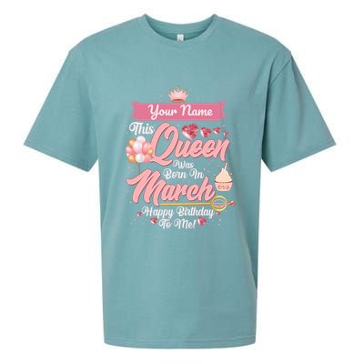 Please Delete! Custom Name This Queen Was Born In March Happy Birthday To Me Sueded Cloud Jersey T-Shirt