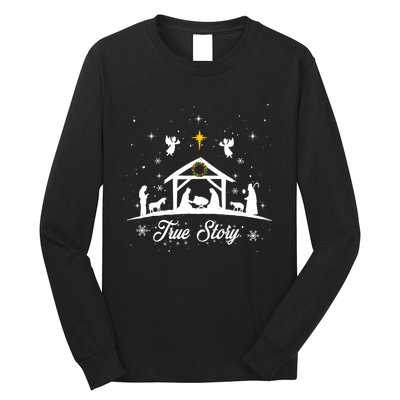 Christmas Nativity True Story Nativity Scene Gifts Long Sleeve Shirt