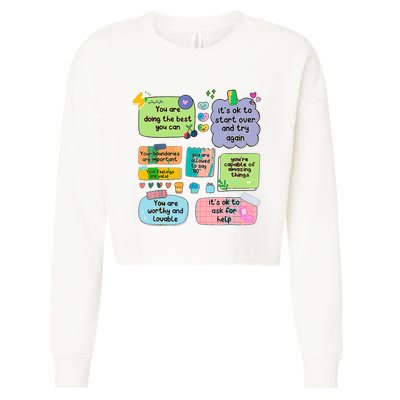 Counselor Note To Self Mental Health School Cropped Pullover Crew