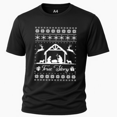 Christmas Nativity True Nativity Story Scene Ugly Sweater Performance Shirt