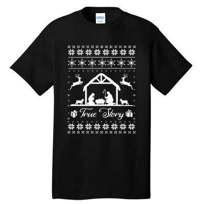 Christmas Nativity True Nativity Story Scene Ugly Sweater Tall T-Shirt