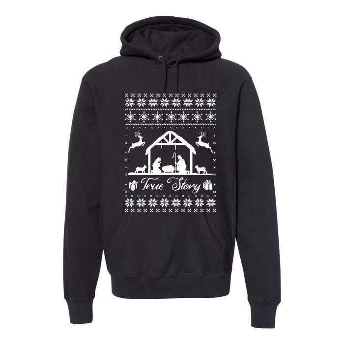 Christmas Nativity True Nativity Story Scene Ugly Sweater Premium Hoodie