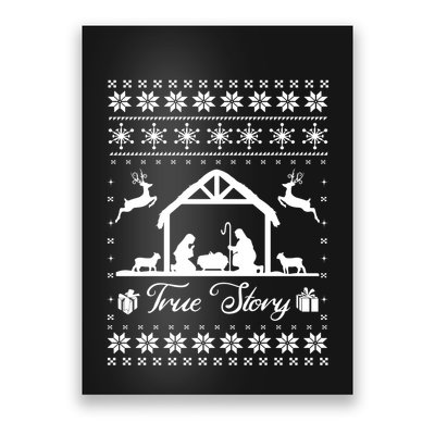 Christmas Nativity True Nativity Story Scene Ugly Sweater Poster