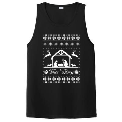 Christmas Nativity True Nativity Story Scene Ugly Sweater PosiCharge Competitor Tank