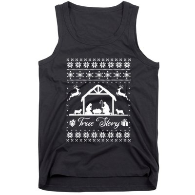 Christmas Nativity True Nativity Story Scene Ugly Sweater Tank Top