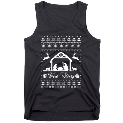 Christmas Nativity True Nativity Story Scene Ugly Sweater Tank Top