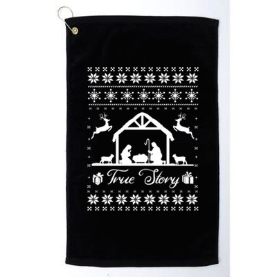 Christmas Nativity True Nativity Story Scene Ugly Sweater Platinum Collection Golf Towel